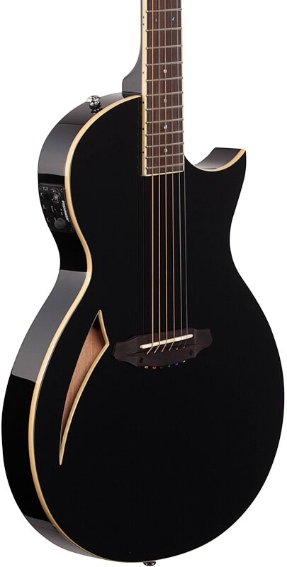ESP LTD TL-6 Thinline 6 Acoustic-Electric Guitar, Black, Full Left Front