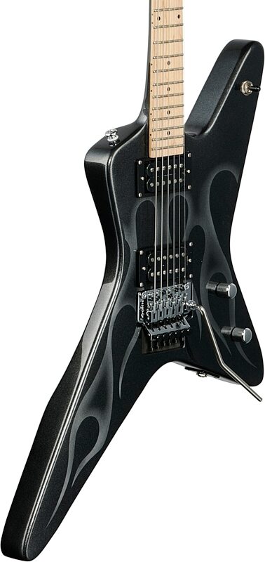 Kramer Tracii Guns Gunstar Voyager Electric Guitar (with Gig Bag), Black Metal, Custom Graphics, Full Left Front