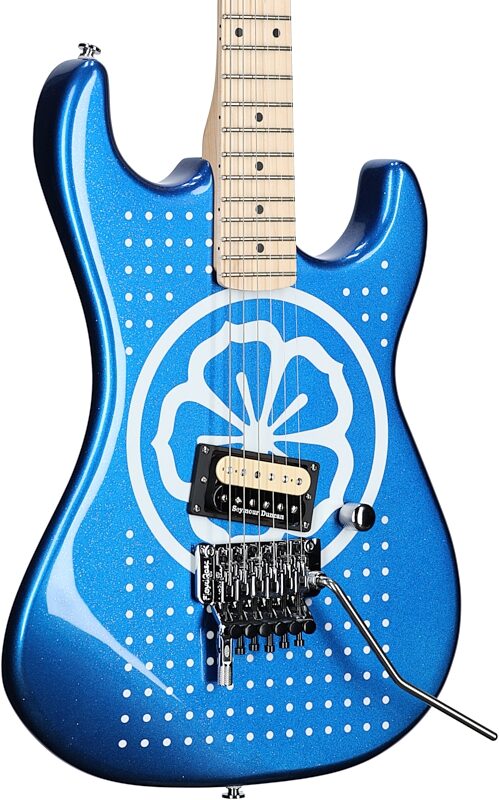 Kramer Baretta Custom Graphics Electric Guitar (with EVH D-Tuna and Gig Bag), White Lotus, Custom Graphics, Blemished, Full Left Front