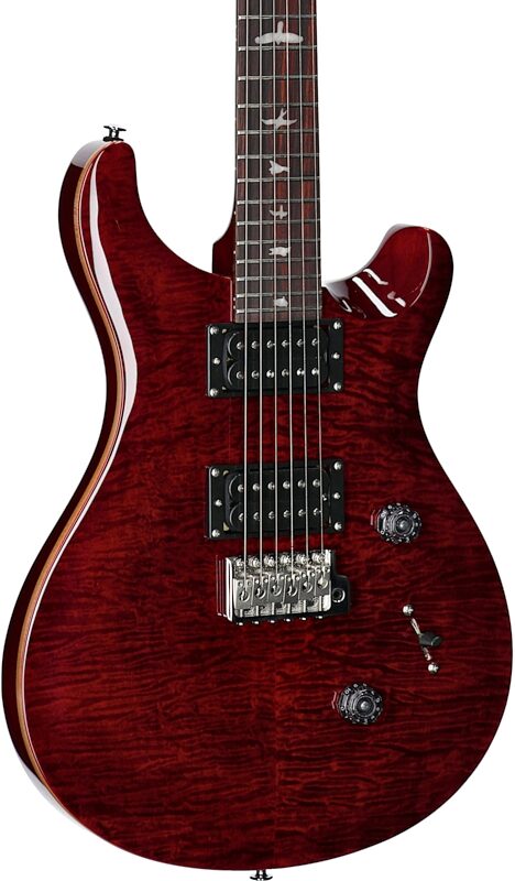 PRS Paul Reed Smith SE Custom 24 Electric Guitar (with Gig Bag), Exclusive Black Cherry, Full Left Front