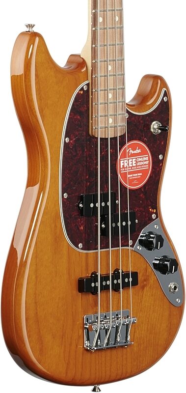 Fender Mustang PJ Pau Ferro Electric Bass, Aged Natural, Full Left Front