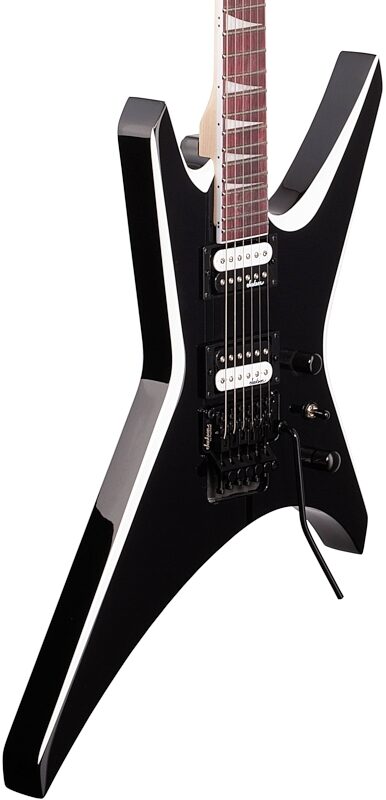 Jackson JS Series Warrior JS32 Electric Guitar, Amaranth Fingerboard, Black with White Bevels, Full Left Front
