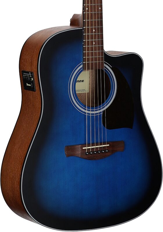 Ibanez PF50CE Acoustic-Electric Guitar, Open Pore Blue Sunburst, Full Left Front