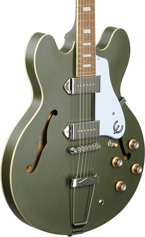 Epiphone Casino Worn Hollowbody Electric Guitar, Worn Olive Drab, Blemished, Full Left Front