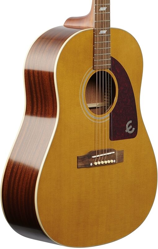 Epiphone Masterbilt Texan Acoustic-Electric Guitar, Antique Natural Aged Gloss, Full Left Front