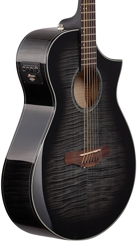 Ibanez AEWC400 Acoustic-Electric Guitar, Transparent Black Sunburst, Blemished, Full Left Front
