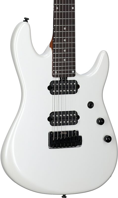 Sterling by Music Man Jason Richardson 7 Cutlass Electric Guitar, 7-String, Pearl White, Scratch and Dent, Full Left Front