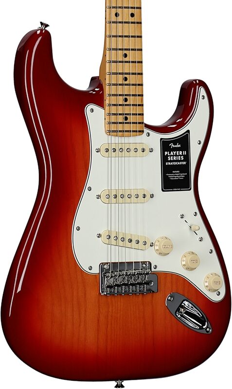 Fender Player II Stratocaster Chambered Ash Electric Guitar, Cherry Burst, Full Left Front