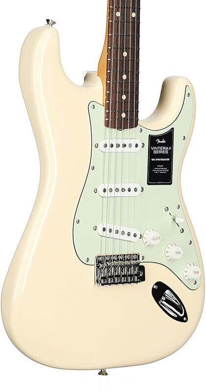 Fender Vintera II '60s Stratocaster Electric Guitar, Rosewood Fingerboard (with Gig Bag), Olympic White, Full Left Front
