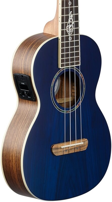 Fender Dhani Harrison Acoustic-Electric Ukulele (with Gig Bag), Sapphire Blue, Full Left Front