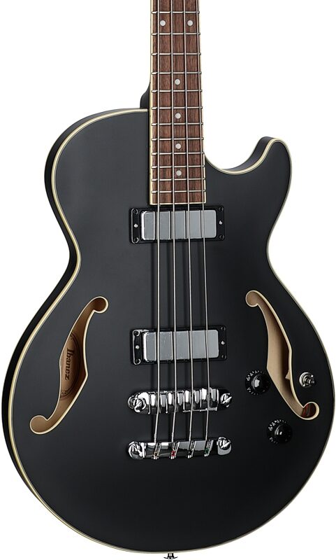Ibanez AGB200 Artcore Semi-Hollow Electric Bass, Black Flat, Full Left Front