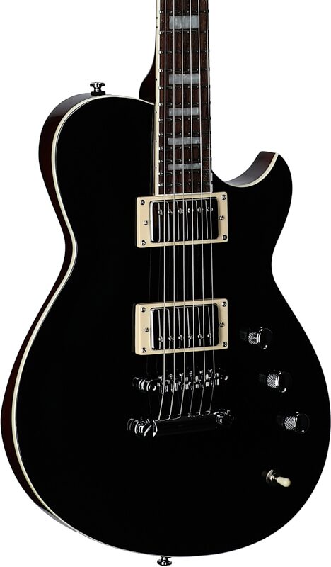 Reverend Roundhouse Electric Guitar, Midnight Black, Full Left Front
