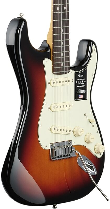 Fender American Ultra Stratocaster Electric Guitar, Rosewood Fingerboard (with Case), Ultraburst, Full Left Front