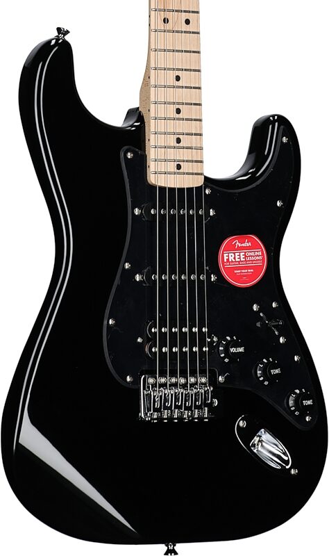 Squier Sonic Stratocaster HSS Electric Guitar, Black, Full Left Front