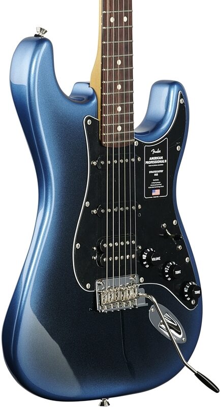 Fender American Pro II HSS Stratocaster Electric Guitar, Rosewood Fingerboard (with Case), Dark Night, USED, Blemished, Full Left Front