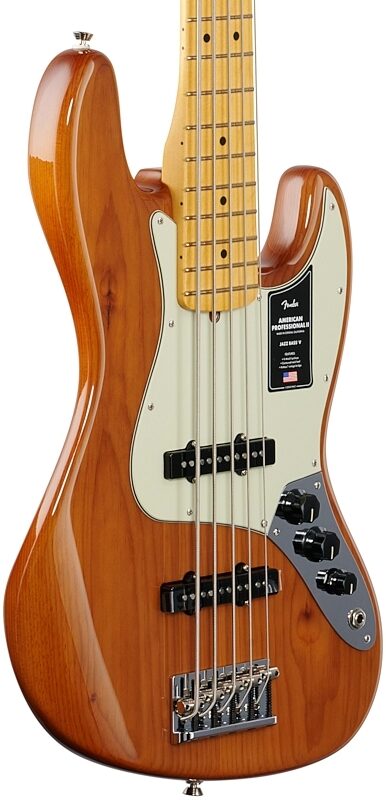 Fender American Pro II Jazz Bass V Bass Guitar (with Case), Roasted Pine, Full Left Front