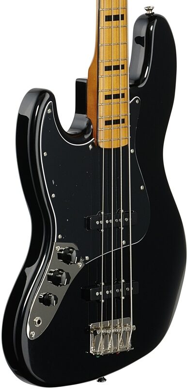 Squier Classic Vibe '70s Jazz Electric Bass, Left-Handed (with Maple Fingerboard), Black, Full Left Front