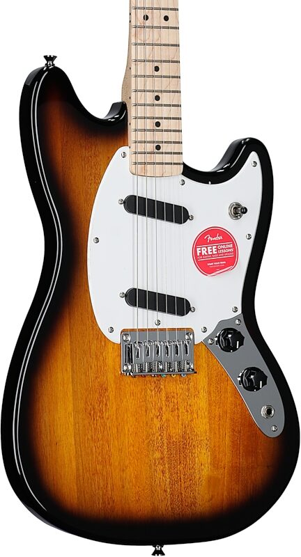 Squier Sonic Mustang Maple Neck Electric Guitar, Two Color Sunburst, Full Left Front