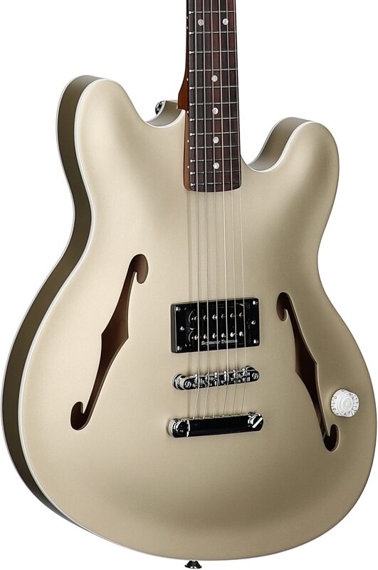 Fender Tom DeLonge Starcaster Electric Guitar, Satin Shore Gold, Full Left Front