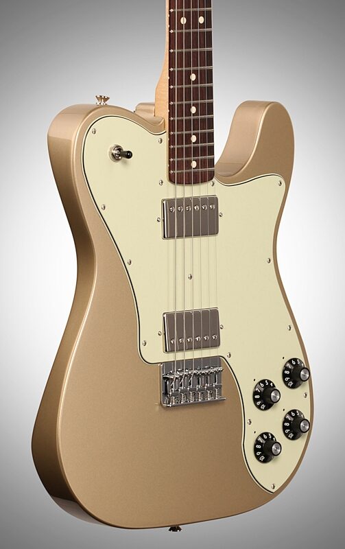 Fender Chris Shiflett Telecaster Deluxe Electric Guitar (with Case), Rosewood Fingerboard, Shoreline Gold, Full Left Front