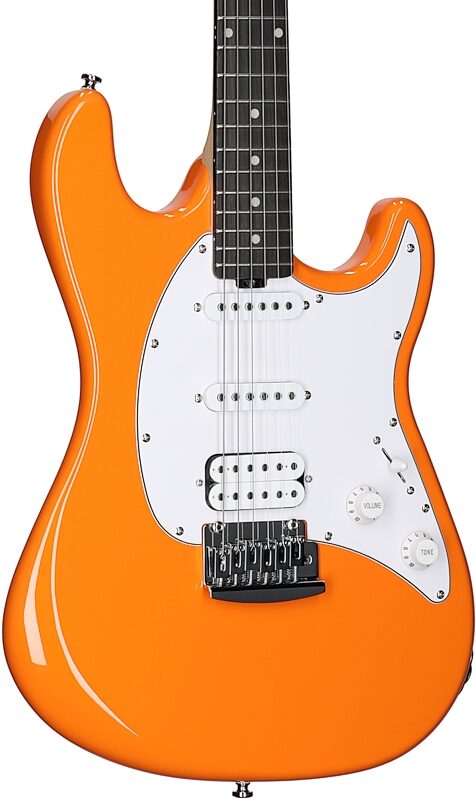 Sterling Intro Series Cutlass HSS Electric Guitar, Sunset Orange, Full Left Front