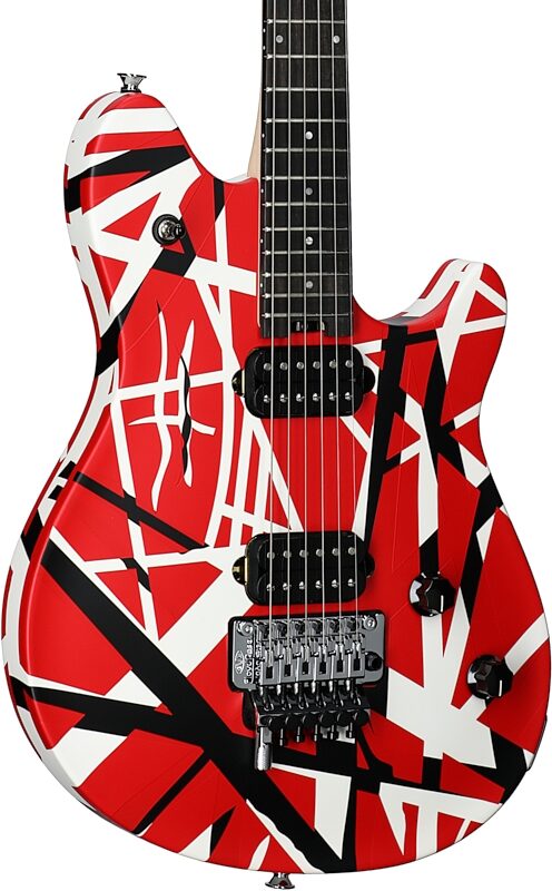EVH Eddie Van Halen Wolfgang Special Ebony Fingerboard Electric Guitar, Striped Red/Black/White, Full Left Front