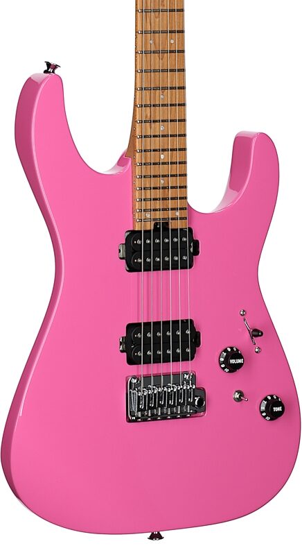 Charvel Pro-Mod DK24 HH 2PT CM Electric Guitar, with Maple Fingerboard, Bubblegum Pink, Full Left Front