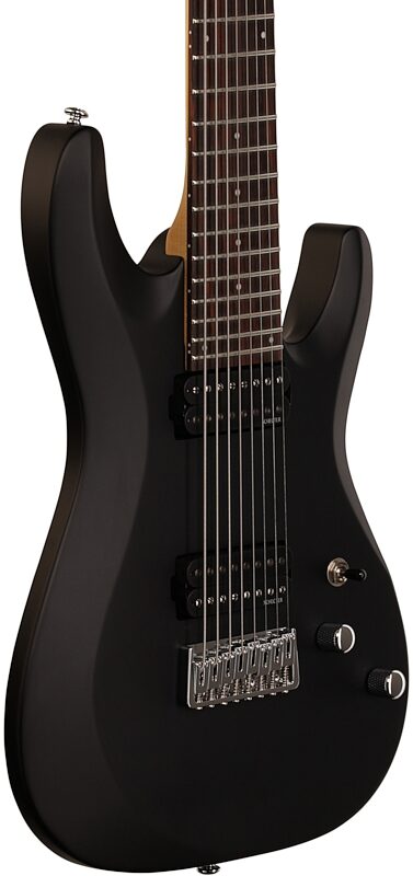 Schecter C-8 Deluxe Electric Guitar, Satin Black, Full Left Front