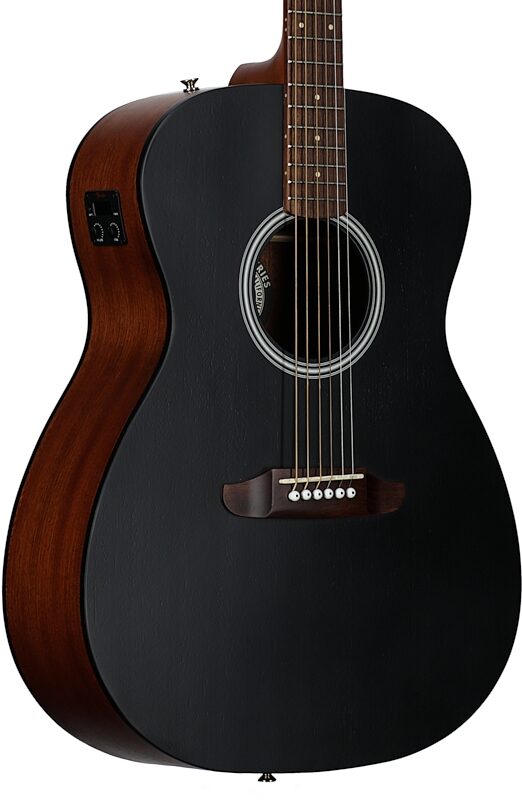 Fender Monterey Standard Acoustic-Electric Guitar (with Gig Bag), Black Top, Full Left Front