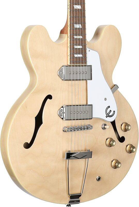 Epiphone Casino Archtop Hollowbody Electric Guitar (with Gig Bag), Natural, Full Left Front