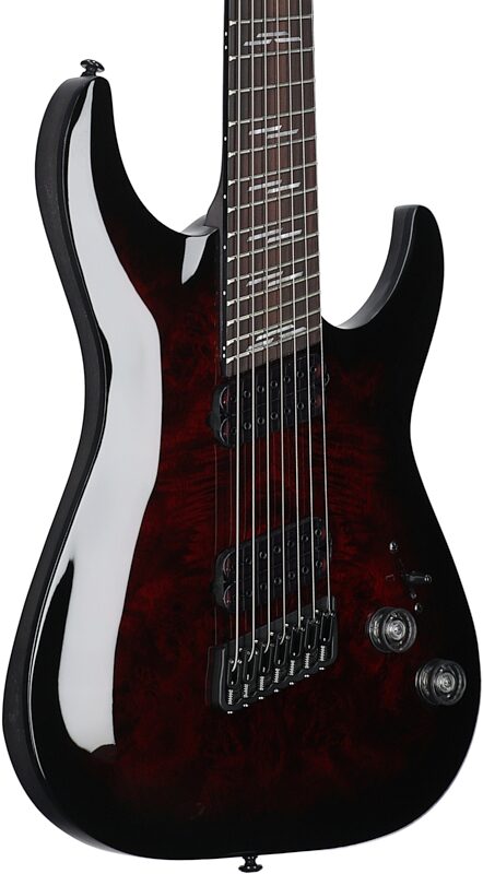 Schecter Omen Elite-7 Multiscale Electric Guitar, 7-String, Black Cherry Burst, Full Left Front
