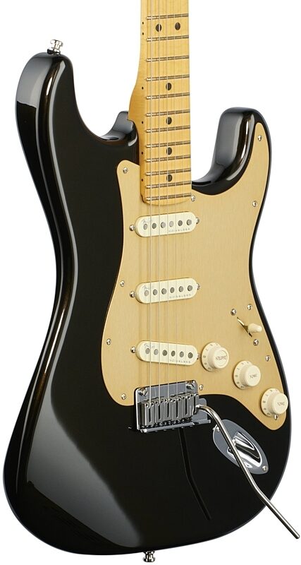 Fender American Ultra Stratocaster Electric Guitar, Maple Fingerboard (with Case), Texas Tea, Full Left Front