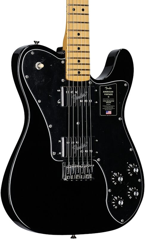 Fender American Vintage II 1975 Telecaster Deluxe Electric Guitar, Maple Fingerboard (with Case), Black, Full Left Front