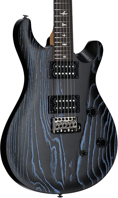 PRS SE Swamp Ash CE24 Sandblasted Limited Edition Electric Guitar (with Gig Bag), Sandblasted Blue, Full Left Front