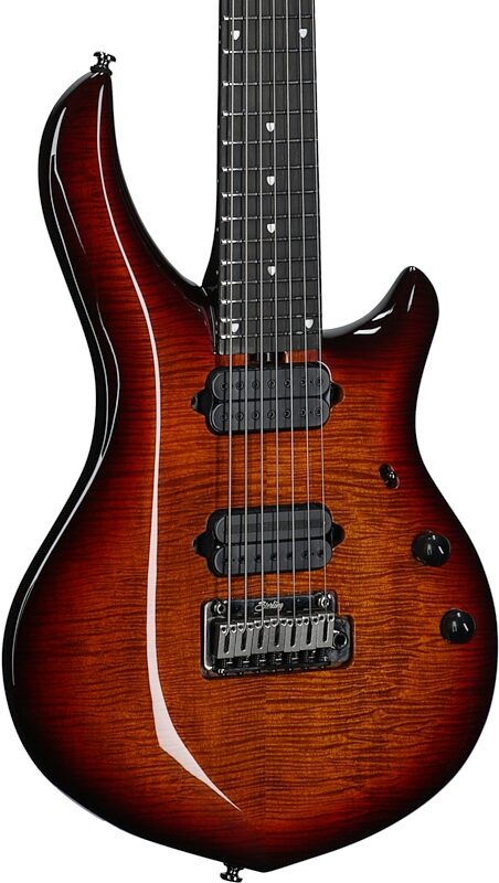 Sterling by Music Man MAJ270XFM Majesty 7 Electric Guitar, 7-String, Blood Orange Burst, Full Left Front