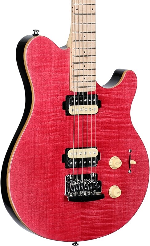 Sterling AX3FM Axis Electric Guitar, Stain Pink, Blemished, Full Left Front