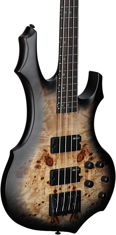 ESP LTD F-4E Electric Bass, Charcoal Burst Satin, Full Left Front