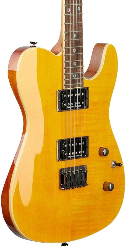 Fender Custom Telecaster FMT HH Electric Guitar, with Laurel Fingerboard, Amber, Full Left Front