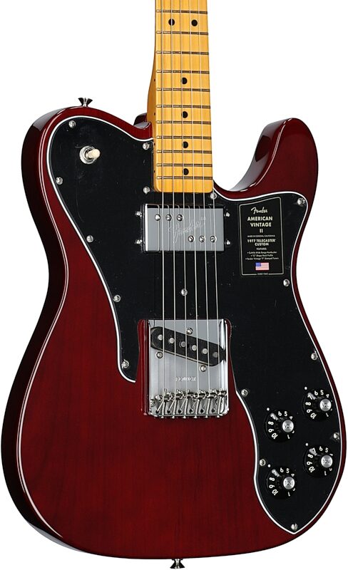 Fender American Vintage II 1977 Telecaster Custom Electric Guitar, Maple Fingerboard (with Case), Wine Red, Full Left Front