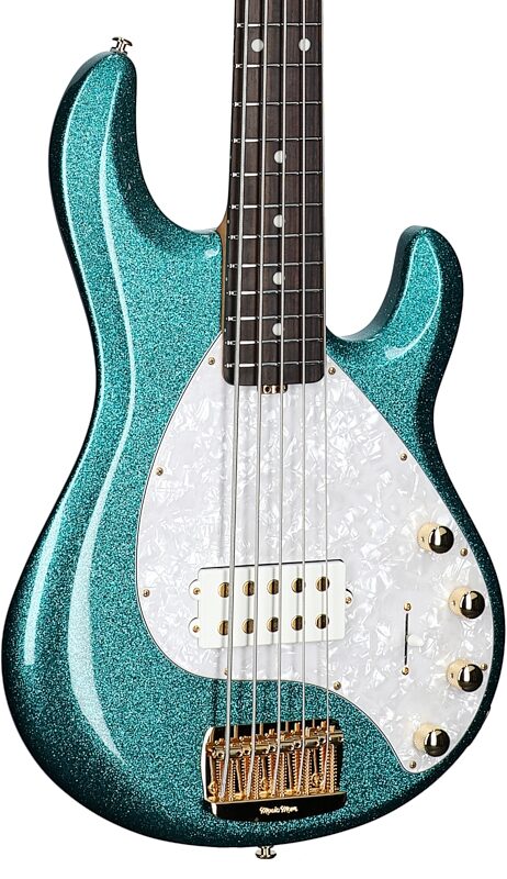 Ernie Ball Music Man StingRay 5 Special Electric Bass, 5-String (with Case), Ocean Sparkle, Full Left Front