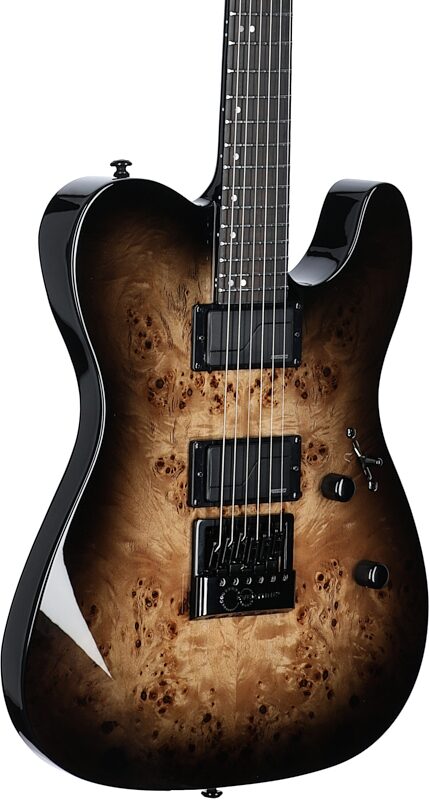 ESP LTD TE-1000 Evertune Electric Guitar, Burl Poplar Charcoal, Full Left Front