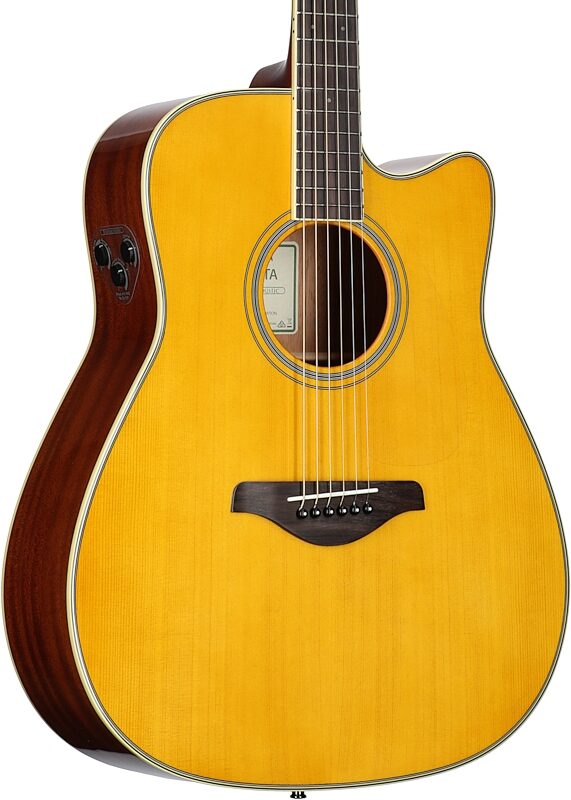 Yamaha FGC-TA Cutaway TransAcoustic Guitar, Vintage Tint, Full Left Front