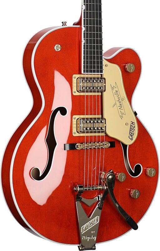 Gretsch G6120TG Players Edition Nashville Electric Guitar (with Case), Orange Stain, Full Left Front