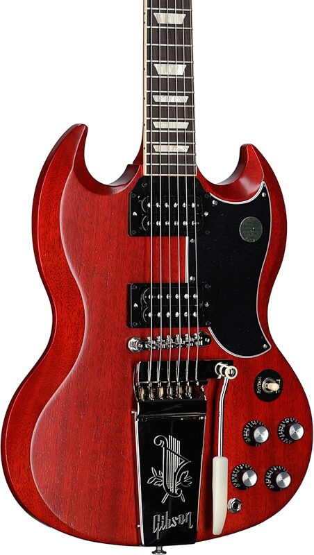 Gibson SG Standard '61 Maestro Vibrola Faded Electric Guitar (with Case), Vintage Cherry Satin, Blemished, Full Left Front