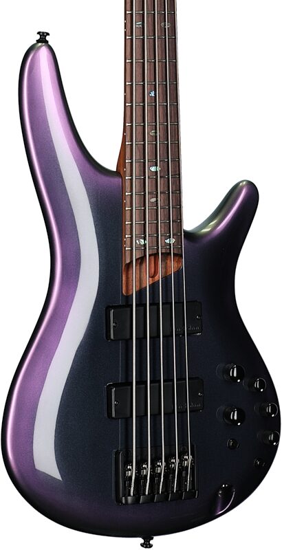Ibanez SR505E Electric Bass, 5-String, Black Aurora Burst, Blemished, Full Left Front