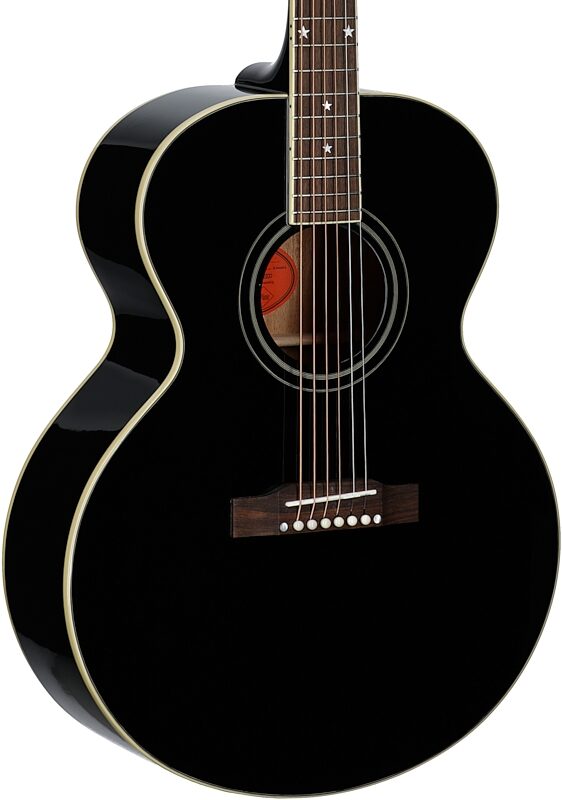 Epiphone J-180 LS Acoustic-Electric Guitar (with Case), Ebony, Full Left Front