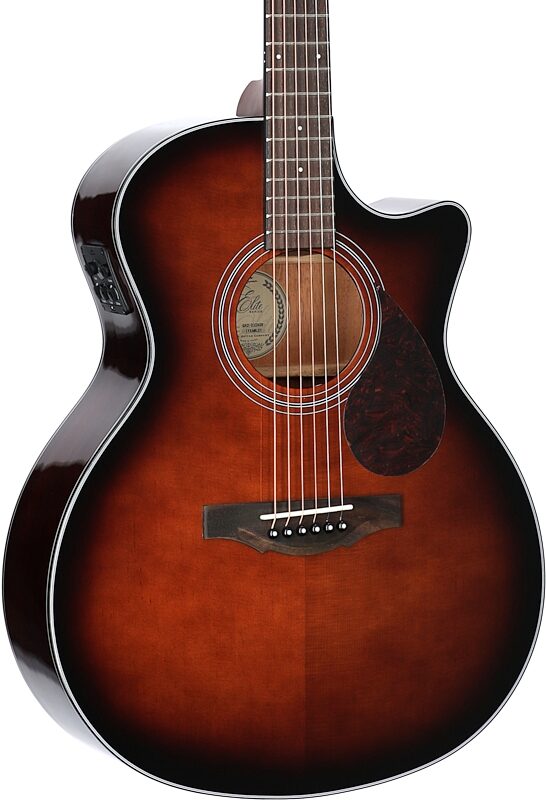 Kepma Elite Series GA2-232 Acoustic-Electric Guitar (with Gig Bag), Sunburst, Full Left Front