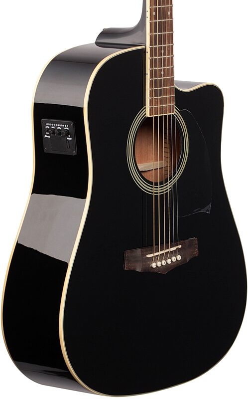 Ibanez PF15ECE Dreadnought Acoustic-Electric Guitar, Black, Full Left Front