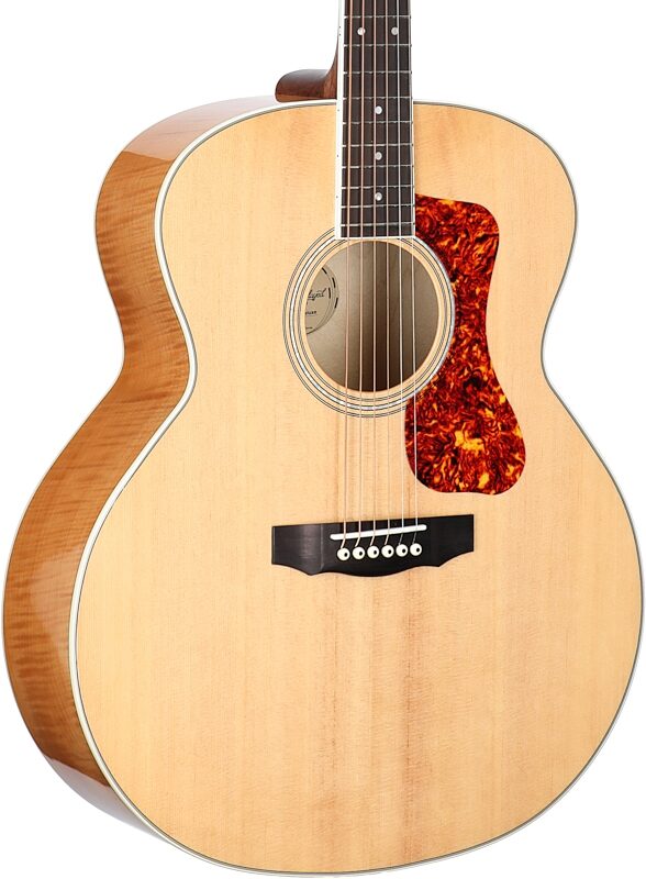 Guild F-250E Deluxe Jumbo Acoustic-Electric Guitar, Blonde, Full Left Front