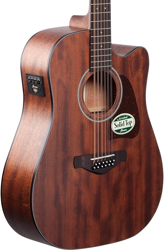 Ibanez Artwood AW5412 12-String Acoustic-Electric Guitar, Open Pore Natural, Full Left Front